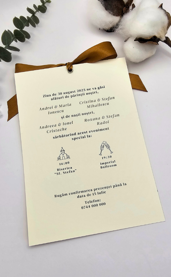 Invitație nuntă - cu poză și foaie de calc