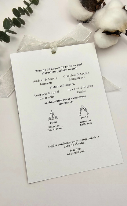 Invitație nuntă - cu poză și foaie de calc